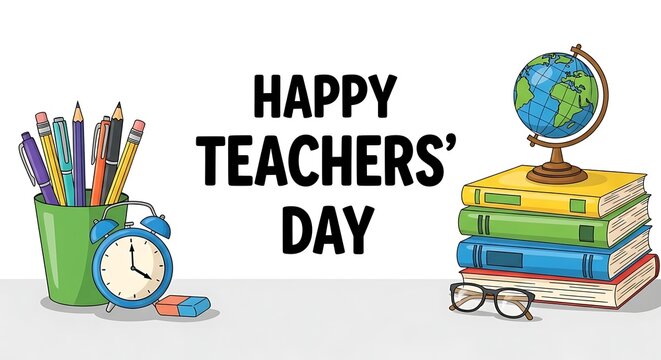 Happy teachers' day illustration with educational elements