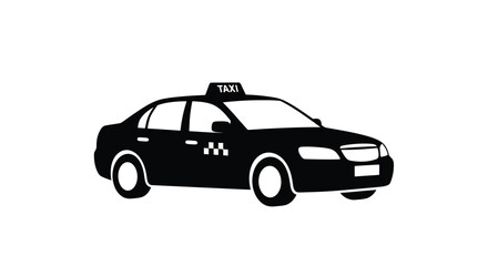 Fototapeta premium Simple black silhouette of a taxi cab viewed from the side