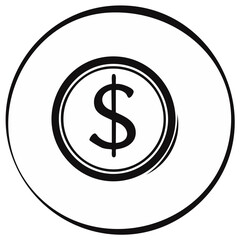 Obraz premium Dollar sign coin inside a circle emblem business finance concept illustration
