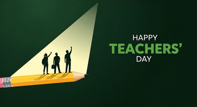 Happy teachers' day celebration with silhouettes of educators