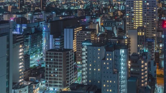 Tokyo Cityscape Time-lapse Looking Over Sumida at Night