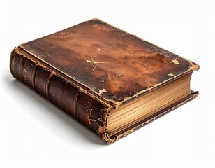 Obraz premium Old Leather Book with Dog Eared Corners and Visible Wear – Knowledge and History Concept