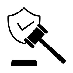 AI Governance Protection Icon &ndash; Shield and Gavel Symbol for Regulation and Compliance