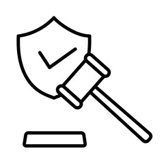 AI Governance Protection Icon &ndash; Shield and Gavel Symbol for Regulation and Compliance