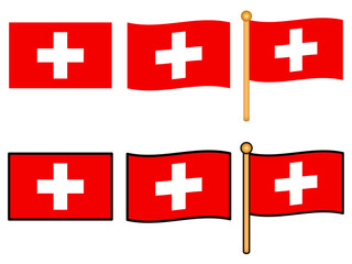 	スイスの国旗イラスト素材セット2