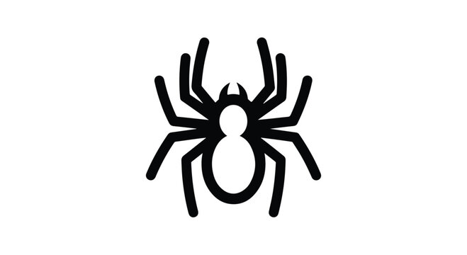 A black spider icon on a white background