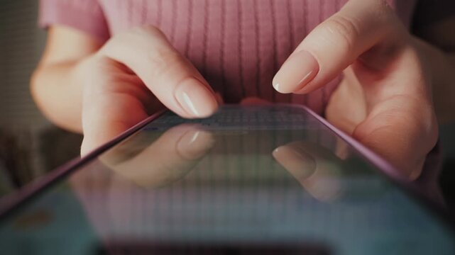 Person holding smartphone and typing message on touchscreen in social media. Concept of people and technology. Chatting with friends or colleagues.