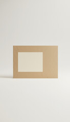 Minimal eco friendly product branding with blank label on natural brown paper packaging for sustainable design concept