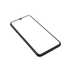 Black smartphone with blank white screen isolated on a transparent background mobile phone