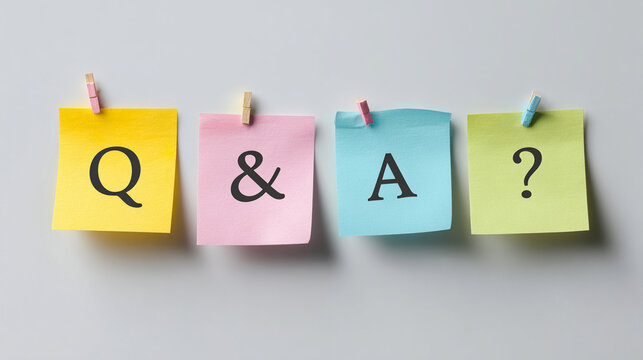 Colorful Sticky Notes with Q and A Question Concept