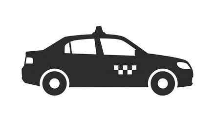 Fototapeta premium Black silhouette taxi cab with checkered sign on side