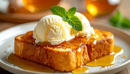 アイスをのせたハニートースト