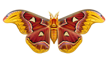 Isolated colorful moth with open wings against neutral backdrop beautiful insect fauna © Isolde