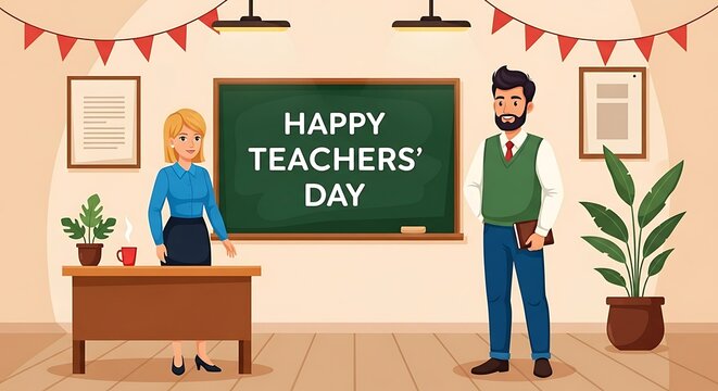 Happy teachers' day illustration
