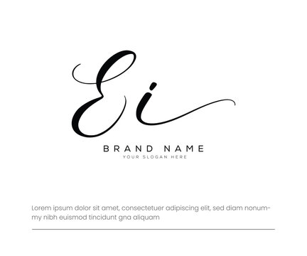 Ei initial letter handwriting monogram signature logo template