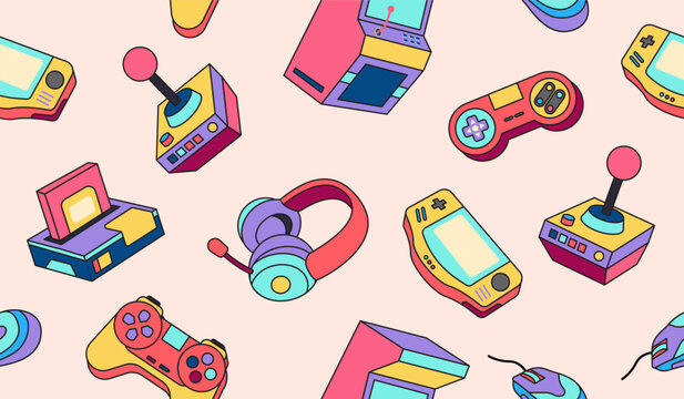 Cute gaming pattern background design