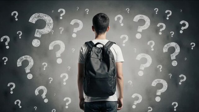 Young student facing many questions about future and education