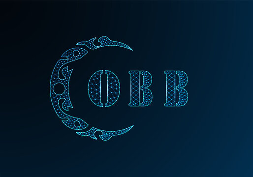 Low poly letter logo OBB design. OBB letter logo low poly vector design on blue color gradient background. OBB logo low poly design