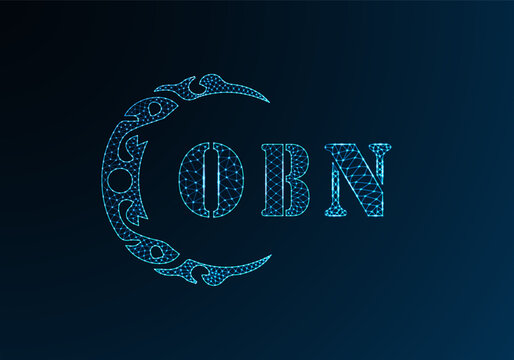 Low poly letter logo OBN design. OBN letter logo low poly vector design on blue color gradient background. OBN logo low poly design