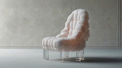 A soft, gentle chair like a cloud in an empty room, relaxing