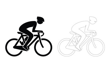 Fototapeta premium A black and white image of two cyclists riding bicycles