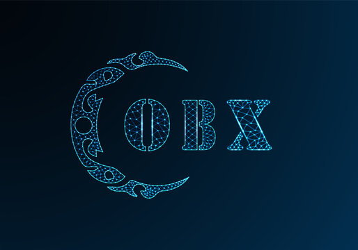 Low poly letter logo OBX design. OBX letter logo low poly vector design on blue color gradient background. OBX logo low poly design