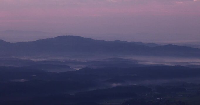 Panoramic view from Garanas in spring in the mountains of Styria.