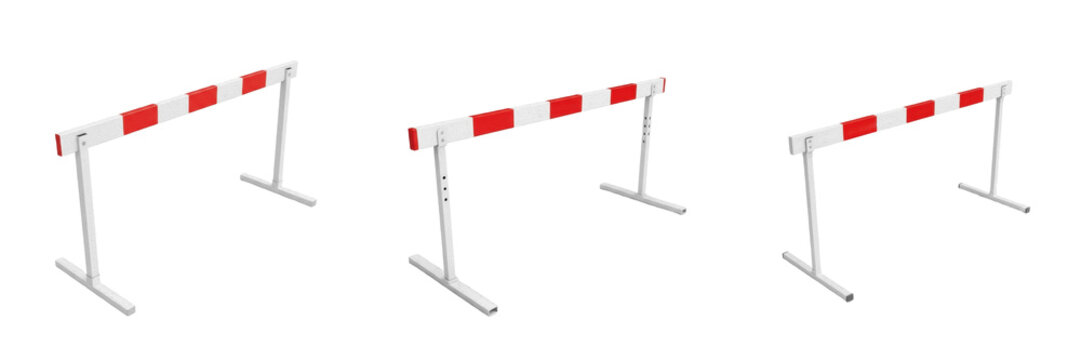 Professional Athletic Hurdles Set - Realistic Adjustable Track and Field Hurdles for Sprinting, Steeplechase, and Racing Training Isolated on White Background