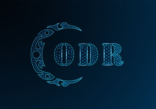 Low poly letter logo ODR design. ODR letter logo low poly vector design on blue color gradient background. ODR logo low poly design