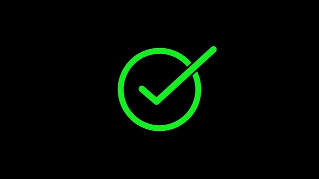 Animated Check Mark Symbol  Success Accepted Approved Tick Icon Animation. Success, correct or selection icon animation.