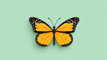 Obraz premium Vibrant monarch butterfly display on mint green background