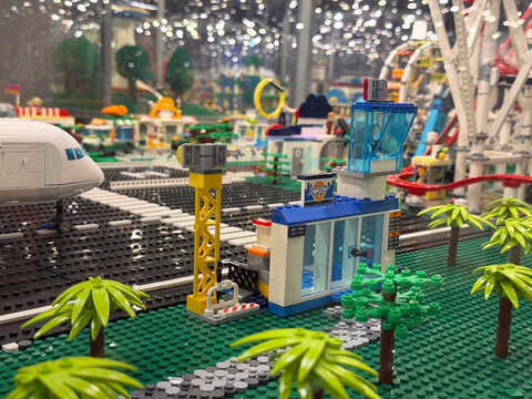 Lego airport terminal with control tower