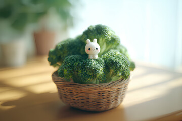 ブロッコリーとキャベツと大根の可愛い野菜の妖精たち
