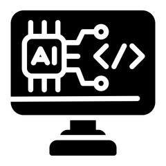 Fototapeta premium AI Code Generator and Intelligent Programming Assistant Line Icon