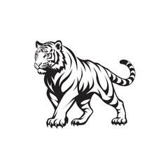 Obraz premium Tribal tiger illustration fierce predator stylized black and white majestic animal