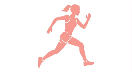 Obraz premium Flat Running Woman Silhouette Icon – Minimal Fitness Vector Illustration for App UI