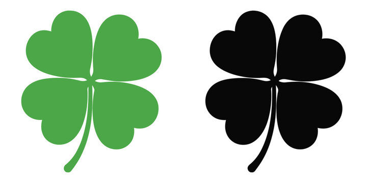 Four leaf clover icon vector, simple flat-style shamrock with four leaves representing good luck for holiday