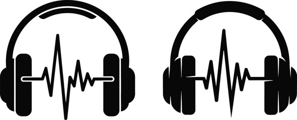 Headphone sound wave logo design © Purple 2