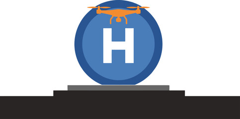 A vibrant drone pad icon featuring a 'H' symbol, set against a teal background. Modern, clean design suitable for tech and business visuals. © Vector Factory