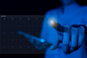 Fototapeta premium Independen day, 4th, April. Calendar management concept, Planning on Digital Tablet with Scheduled Appointments and Time Management. Double Exposure or Overlay.