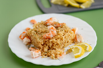 mediterranean bulgur with shrimp lemon and herbs