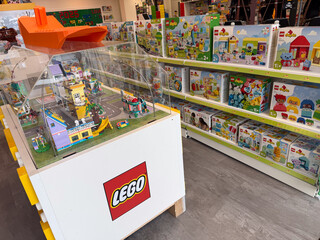 Naklejka premium Lego store display with diorama