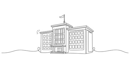 Naklejka premium Government building with flag flying above central entrance. No editable stroke