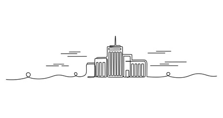 Naklejka premium Government office complex centered on city skyline horizon. No editable stroke