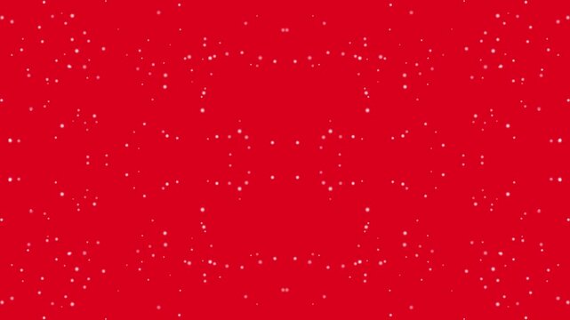 Red Background with White Snowflakes Falling Slowly.