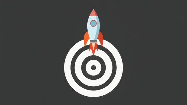 Rocket ship aiming at target goal illustration