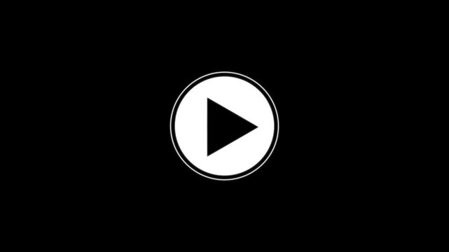 play button animation. video music play sign animation icon.media play rotation animation on black background.