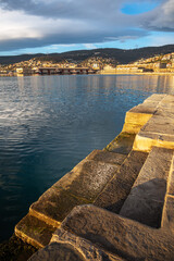 Fototapeta premium Steps on the end of molo audace, triest, italy