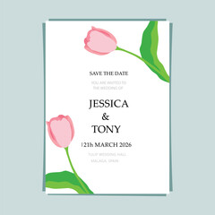 Wedding invitation template with a large flower