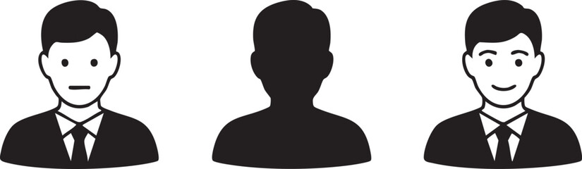 Three business with different facial expressions business people avatars silhouette smiling face